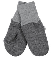 Racing Kids Mittens - Wool/Polyester - Grey Melange
