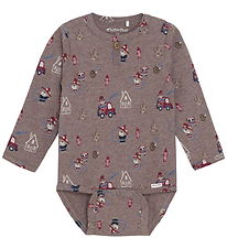 Minymo Bodysuit l/s - Dark Brown Melange