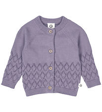 Müsli Cardigan - Knitted - Leaf - Lilac Fog w. Pointelle