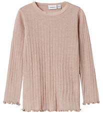 Name It Blouse - Wool/Silk - Rib - NmfWossa - Shadow Gray