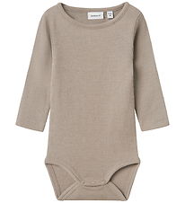 Name It Bodysuit l/s - Wool/Silk - Rib - NbmWossa - Satellite