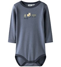 Name It Bodysuit l/s - Wool - NbmWillit - Folkstone Gray/Tractor