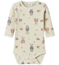 Name It Bodysuit l/s - Wool - NbnWup - Peyote Melange/Bear