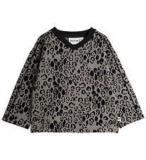 Mini Rodini Blouse - Leopard Geborsteld Top - Grijs/Zwart