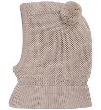 Huttelihut Balaclava - Wool - 2-layer - Camel Melange w. Tassels