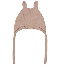 Huttelihut Baby Hat w. Ears - Alpaca wool - Knitted - Mahogany R