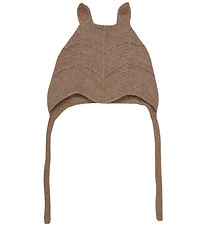 Huttelihut Baby Hat w. Ears - Alpaca wool - Knitted - Camel Mela