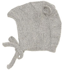 Huttelihut Baby Hat w. Ears - Alpaca wool - Knitted - Grey Melan
