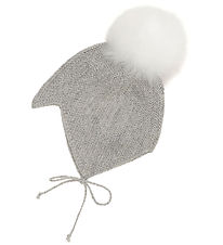 Huttelihut Baby Hat w. Pom-Pom - Alpaca wool - Knitted - Grey Me