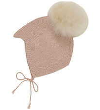Huttelihut Baby Hat w. Pom-Pom - Alpaca wool - Knitted - Mahogan