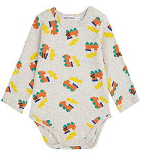 Bobo Choses Body l/ä - Tschu-Tschu überall - Light Grey Heather