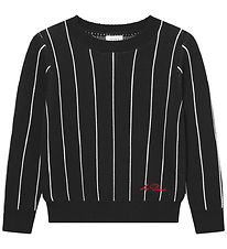 Les Deux Tröja - Stickad - Gaston Jacquard Pinstripe - Black