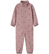 Name It Fleece Suit - NmnSpektra - Woodrose w. Hearts