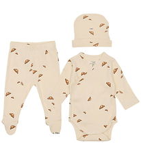 VACVAC Cadeaubox - Broek m. Voet/Muts/Romper l/s - Rib - Croissa
