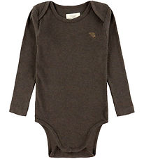 VACVAC Bodysuit l/s - Scarlet - Rib - Dark Brown Melange