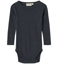 Wheat Bodysuit l/s - Wool/Silk - Liea - Navy