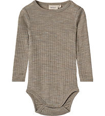 Wheat Bodysuit l/s - Wool/Silk - Liea - Khaki melange