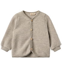 Wheat Cardigan - Wool - Fleece - Kari - Khaki Melange