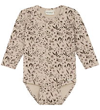 Minymo Romper l/s - Zweet - Rookgrijs m. Bloemen