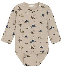 Minymo Romper l/s - Zweet - Oxford Tan m. Werkwagens