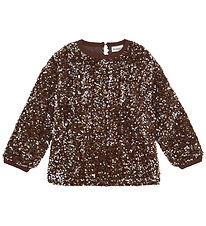 Minymo Bluse – Velours – Woodrose m. Pailletten