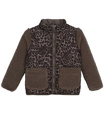 Minymo Fleece Jas - AOP - Chocolate Chip