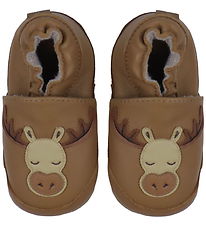 Melton Slippers - Soft Sole Leather Shoes - Cognac