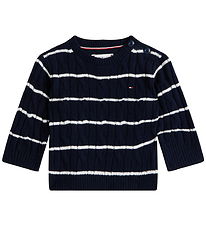 Tommy Hilfiger Bluse - Strick - Zopfmuster - Dark Nacht Navy Str