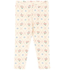 Konges Sløjd Leggings - Rib - Minnie - Fleur Dekor m. Lochmuster