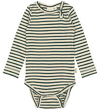 Petit Piao Bodysuit l/s - Rib - Modal - Dark Sea/Off White