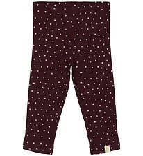 Petit Piao Leggings - Rib - Modal - Dark Grape m. Herzen