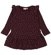 Petit Piao Kleid - Rib - Modal - Dark Grape m. Herzen