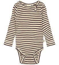 Petit Piao Bodysuit l/s - Rib - Dark Grape/Off White