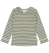 Petit Piao Blouse - Rib - Modal - Dark Sea/Off White