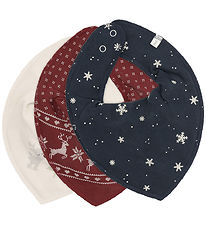 Pippi Teething Bib - 3-Pack - Pointy - AOP - New Maroon