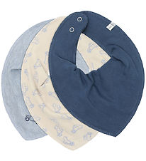 Pippi Teething Bib - 3-Pack - Pointy - AOP - Dark Denim