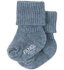 Fanga Fontana Socks - Wool - Rib - Lana - Ashley Blue