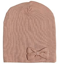 Racing Kids Beanie w. Bow - 2-layer - Light Brown