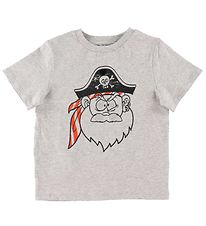 Stella McCartney Kids T-Shirt - Grijs Gevlekt m. Piraat/Patches