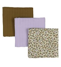 by KlipKlap Muslin Cloth - 3-pack - 70x60 - Flower Lilac/Lilac