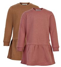 Minymo Klänning - 2-pack - Canyon Rose/Brun