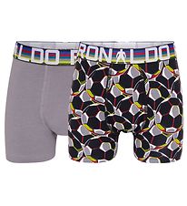 Ronaldo Boxer nærbuxur - 2 Pakki - Grár/Svart M. Mynstur