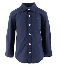 Tommy Hilfiger Skyrta - Solid Teygja - Organic - Twilight Dökkbl