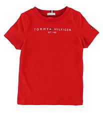 Tommy Hilfiger Stuttermabolur - Essential - Organic - Deep Crims