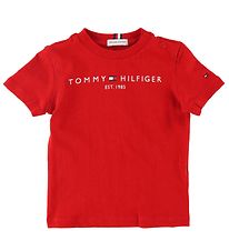 Tommy Hilfiger Stuttermabolur - Essential - Organic - Deep Crims