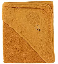 Nrgaard Madsens Hooded Towel - 100x100 - Mustard w. Hedgehog