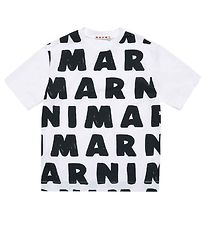 Marni T-shirt - White w. AOP Logo