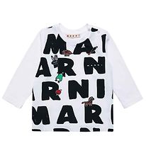 Marni Blouse - Blanc av. AOP Logo