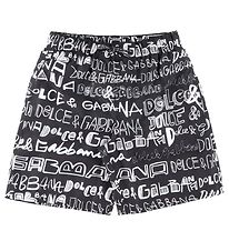 Dolce & Gabbana Shorts de Bain - ADN - Noir av. AOP Logo