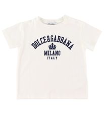 Dolce & Gabbana T-Shirt - Essentiels - Blanc av. Texte